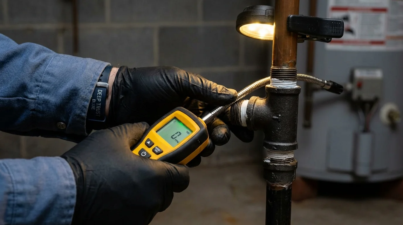 Gas leak detection with electronic sniffer by Johns Plumbing LLC in Jermyn