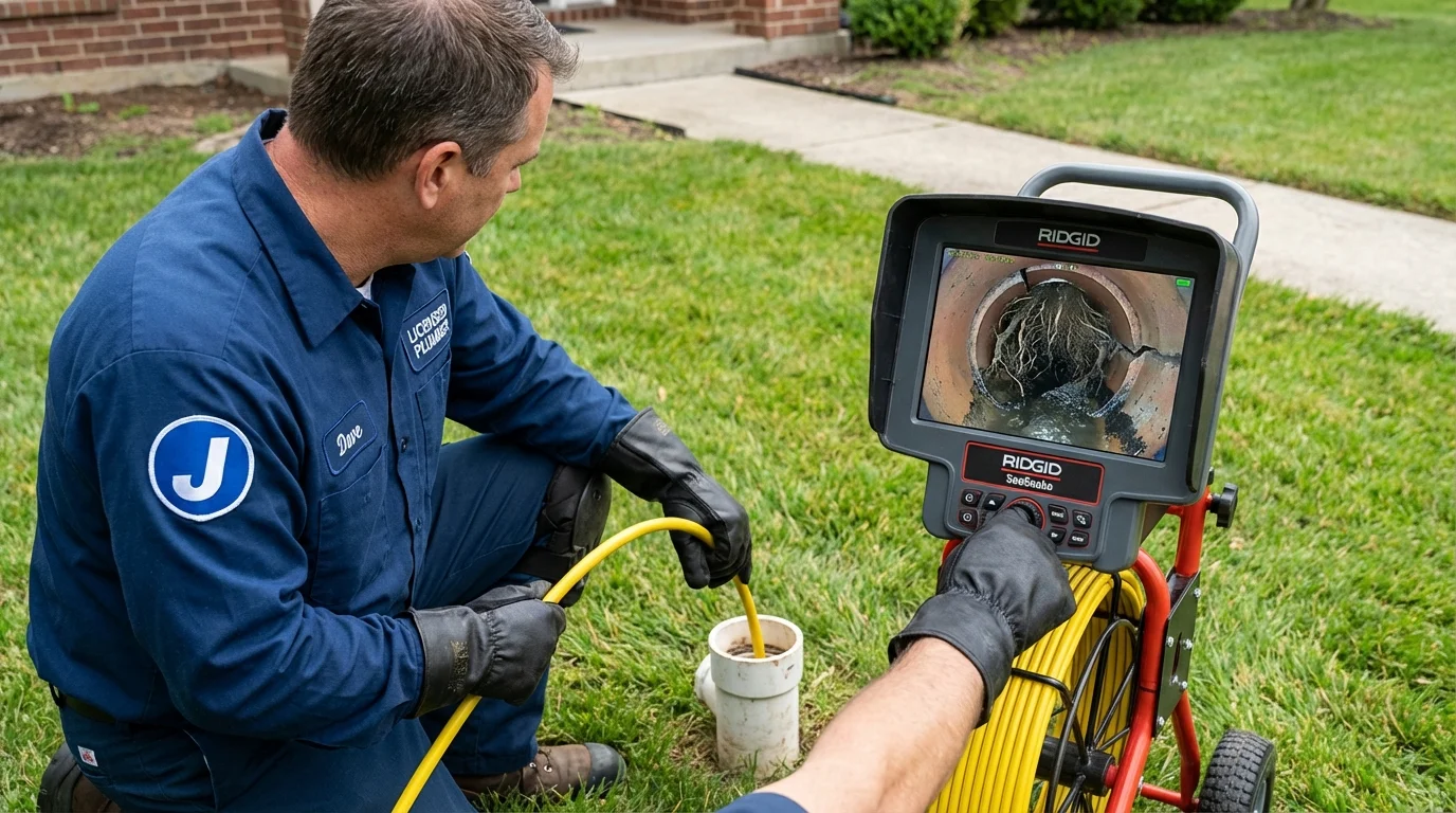 Sewer camera inspection being performed by Johns Plumbing LLC in Jermyn